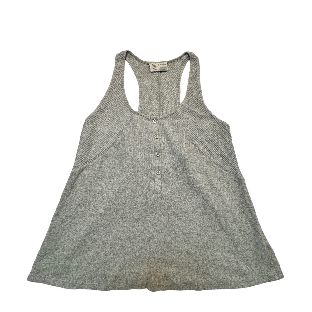 Saturday Sunday Anthropologie Gray Ribbed Plush  Soft Racerback Tank Top Large